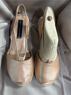 STEVE MADDEN Women's Nude Pink Espadrille Slingback Wedges